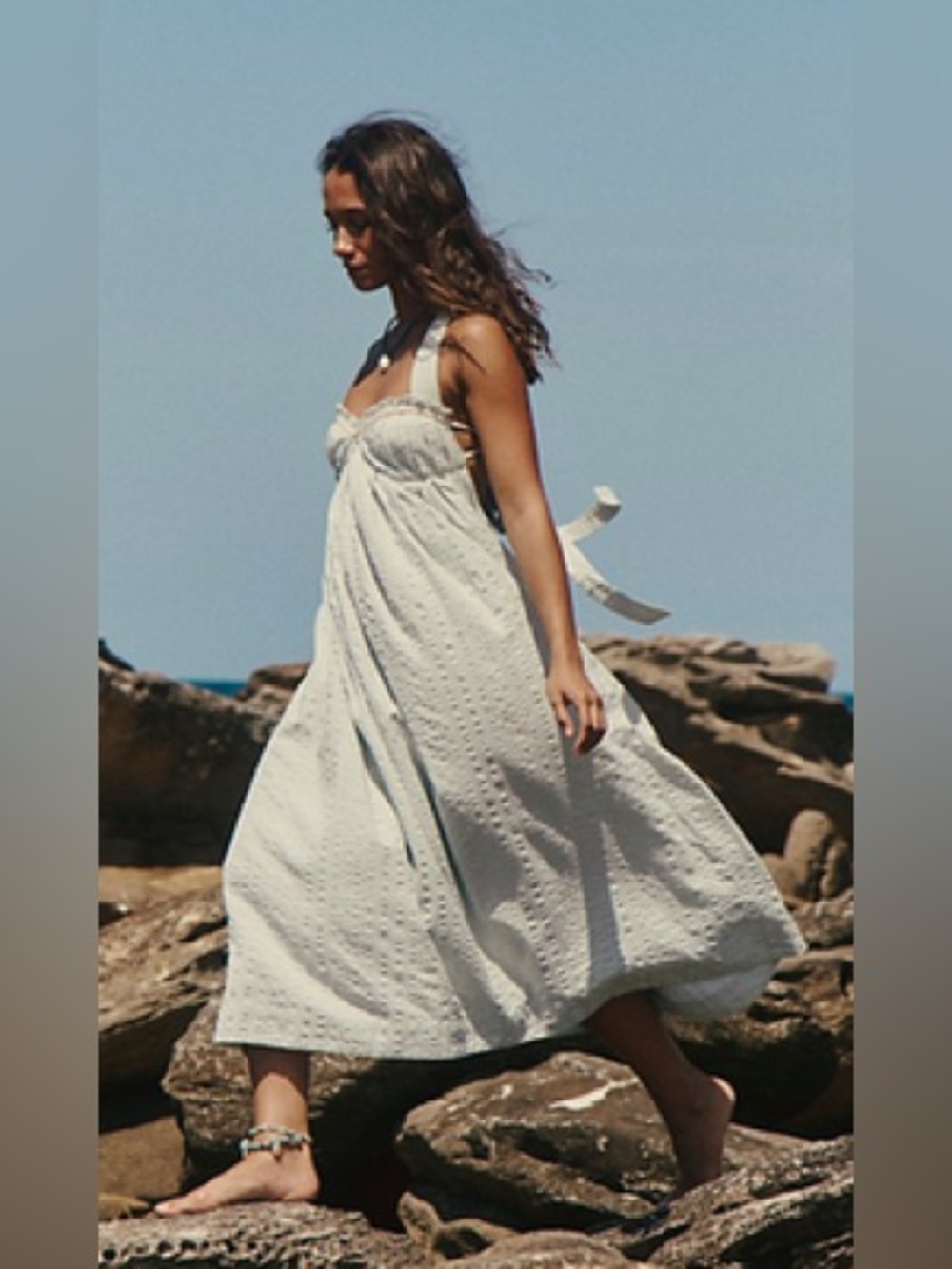 Free People White Eyelet Midi Sundress